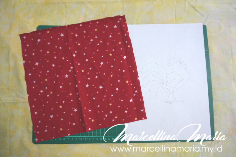 DIY napkin with rooster hand embroidery to celebrate chinese new year.