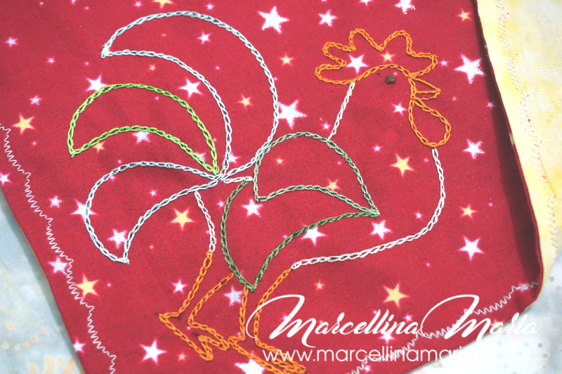DIY learn how to make rooster napkin for chinese new year with embroidery and sewing