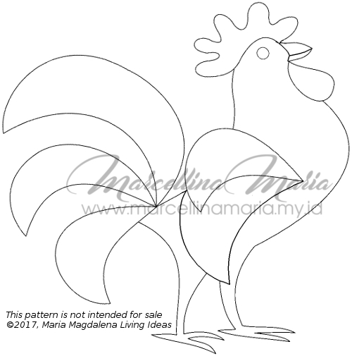 rooster pattern for DIY napkin with rooster hand embroidery to celebrate chine new year, the year of the rooster